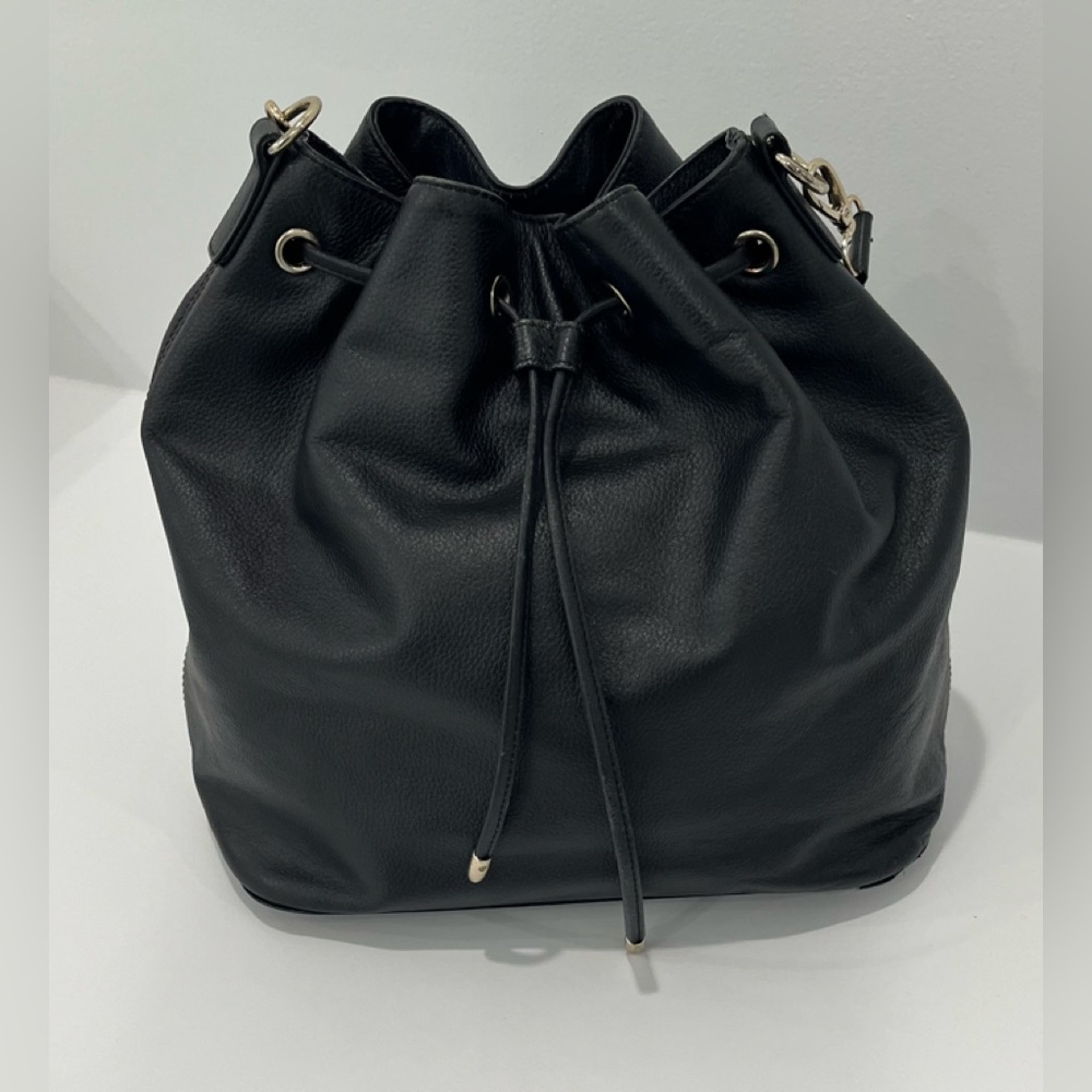 WHITE HOUSE BLACK MARKET Leather Drawstring Bucket Bag